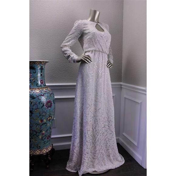 $3995 New PRABAL GURUNG Ivory White Silver Embroidered Wrap Bust Dress Gown 0 - Picture 1 of 7